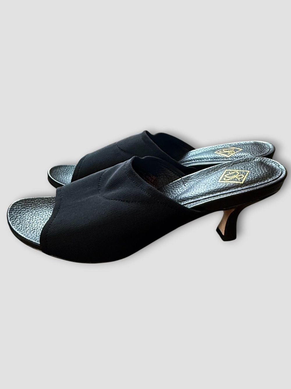 New! Donald J Pliner Bety Black Mules Slip On Open Toe High Heel Sandal Size 7